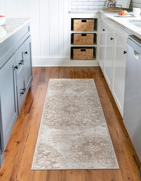 Beige 3' 3 x 19' 8 Sofia Runner Area Rug Durable Easy Clean Stain Resistant Unique Carpet for Affordable Interior Home Design for Sale at Rug Engine