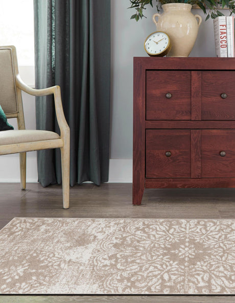 Beige 2' x 13' 1 Sofia Runner Area Rug Durable Easy Clean Stain Resistant Unique Carpet for Affordable Interior Home Design for Sale at Rug Engine