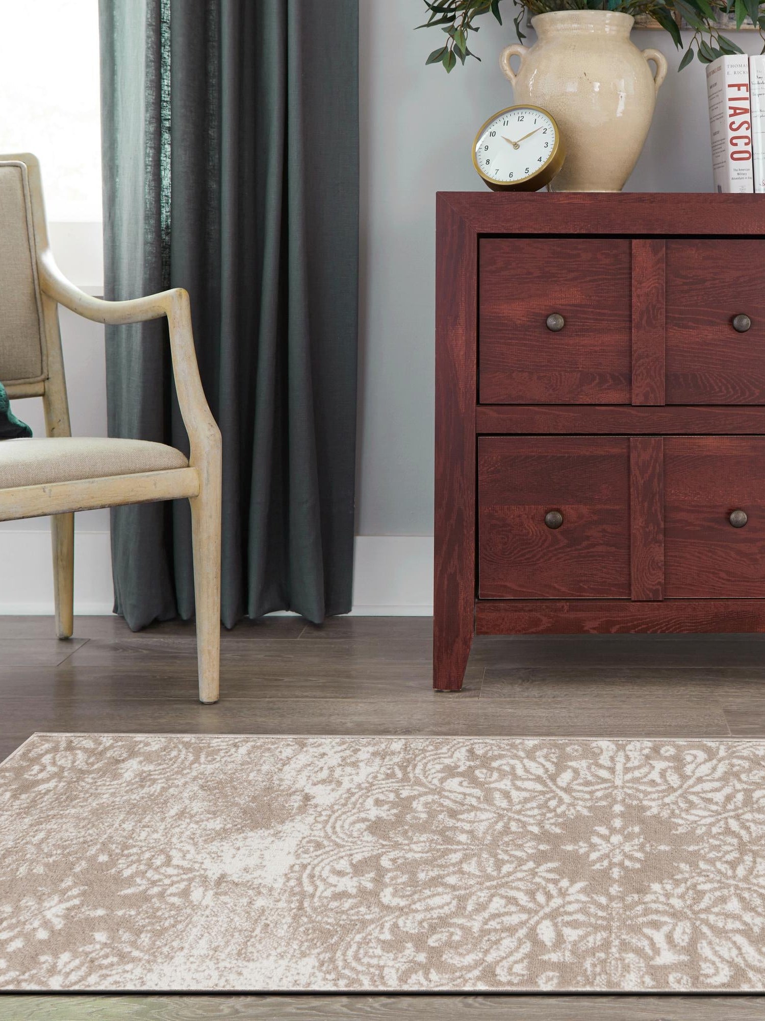 Beige 3' 3 x 16' 5 Sofia Runner Area Rug Durable Easy Clean Stain Resistant Unique Carpet for Affordable Interior Home Design for Sale at Rug Engine
