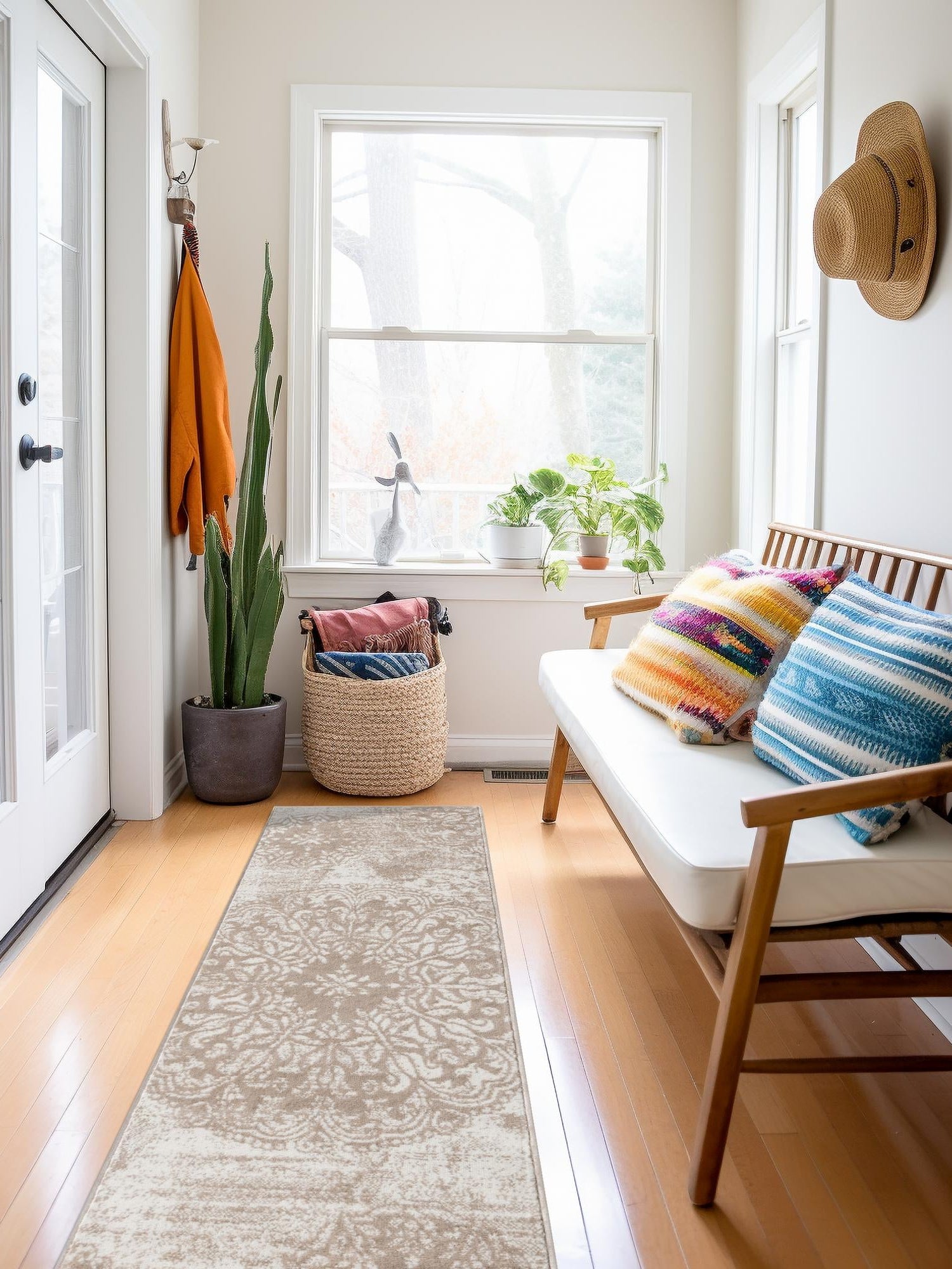 Beige 3' 3 x 16' 5 Sofia Runner Area Rug Durable Easy Clean Stain Resistant Unique Carpet for Affordable Interior Home Design for Sale at Rug Engine