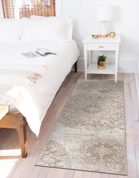 Beige 3' 3 x 19' 8 Sofia Runner Area Rug Durable Easy Clean Stain Resistant Unique Carpet for Affordable Interior Home Design for Sale at Rug Engine