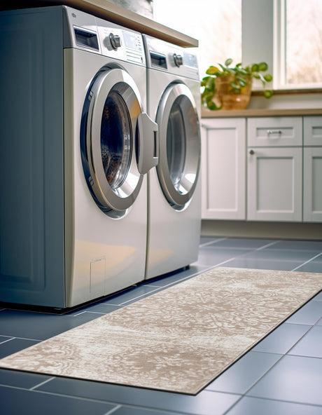 Beige 2' x 13' 1 Sofia Runner Area Rug Durable Easy Clean Stain Resistant Unique Carpet for Affordable Interior Home Design for Sale at Rug Engine