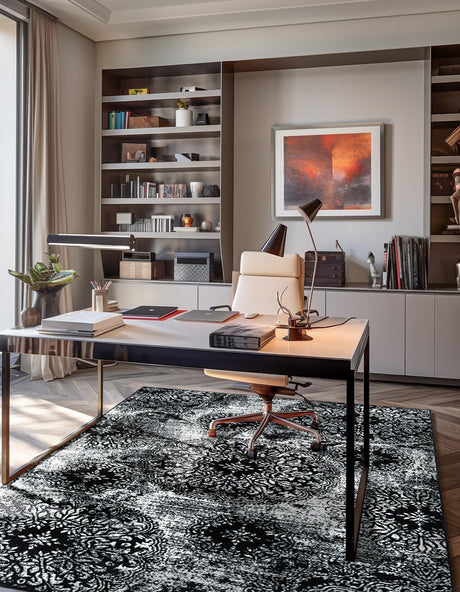 Black 2' x 3' 1 Sofia Rectangle Area Rug Durable Easy Clean Stain Resistant Unique Carpet for Affordable Interior Home Design for Sale at Rug Engine