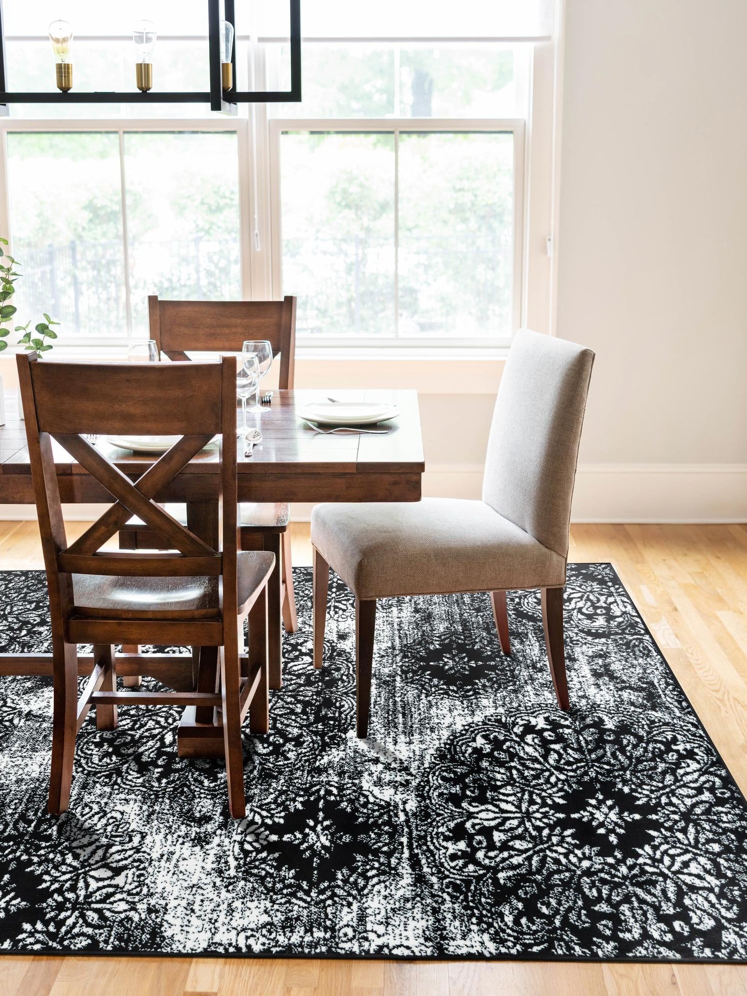 Black 3' 1 x 5' 3 Sofia Rectangle Area Rug Durable Easy Clean Stain Resistant Unique Carpet for Affordable Interior Home Design for Sale at Rug Engine