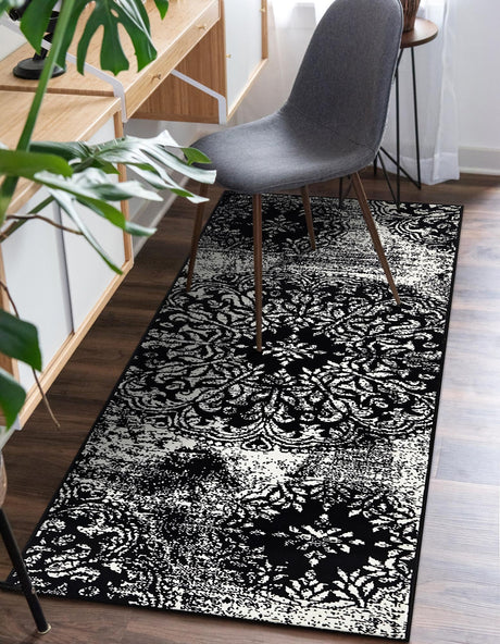 Black 2' x 13' 1 Sofia Runner Area Rug Durable Easy Clean Stain Resistant Unique Carpet for Affordable Interior Home Design for Sale at Rug Engine