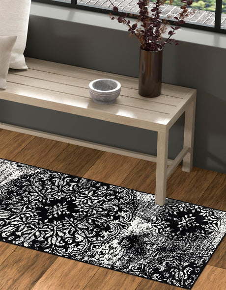 Black 2' x 9' 10 Sofia Runner Area Rug Durable Easy Clean Stain Resistant Unique Carpet for Affordable Interior Home Design for Sale at Rug Engine