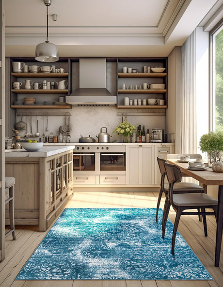 Blue 2' x 3' 1 Sofia Rectangle Area Rug Durable Easy Clean Stain Resistant Unique Carpet for Affordable Interior Home Design for Sale at Rug Engine