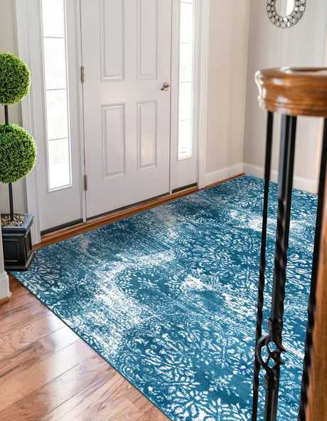 Blue 3' 1 x 5' 3 Sofia Rectangle Area Rug Durable Easy Clean Stain Resistant Unique Carpet for Affordable Interior Home Design for Sale at Rug Engine