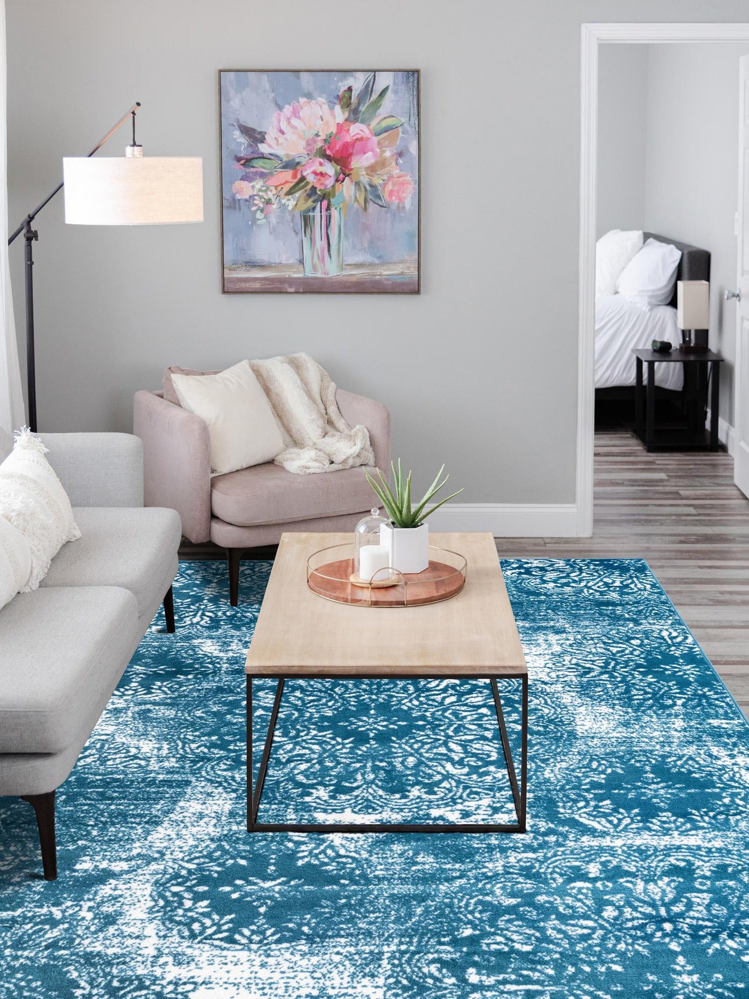 Blue 2' x 3' 1 Sofia Rectangle Area Rug Durable Easy Clean Stain Resistant Unique Carpet for Affordable Interior Home Design for Sale at Rug Engine
