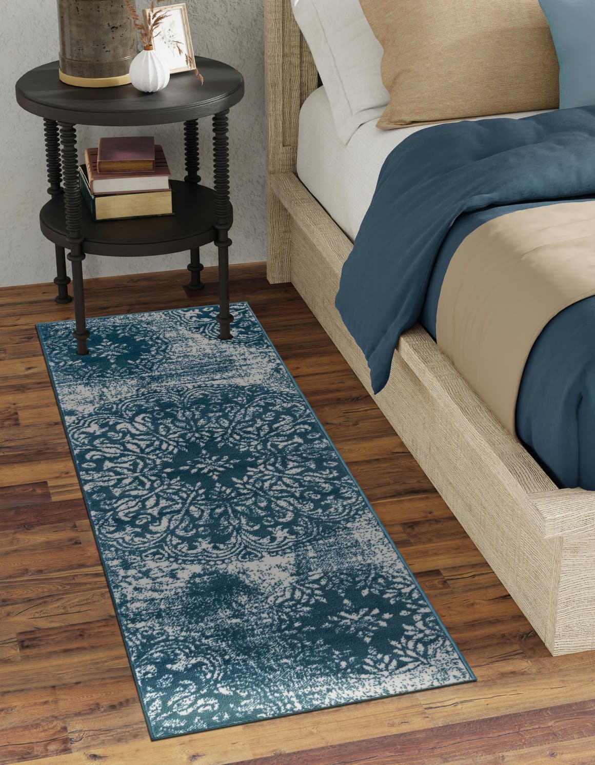 Blue 2' x 6' 7 Sofia Runner Area Rug Durable Easy Clean Stain Resistant Unique Carpet for Affordable Interior Home Design for Sale at Rug Engine