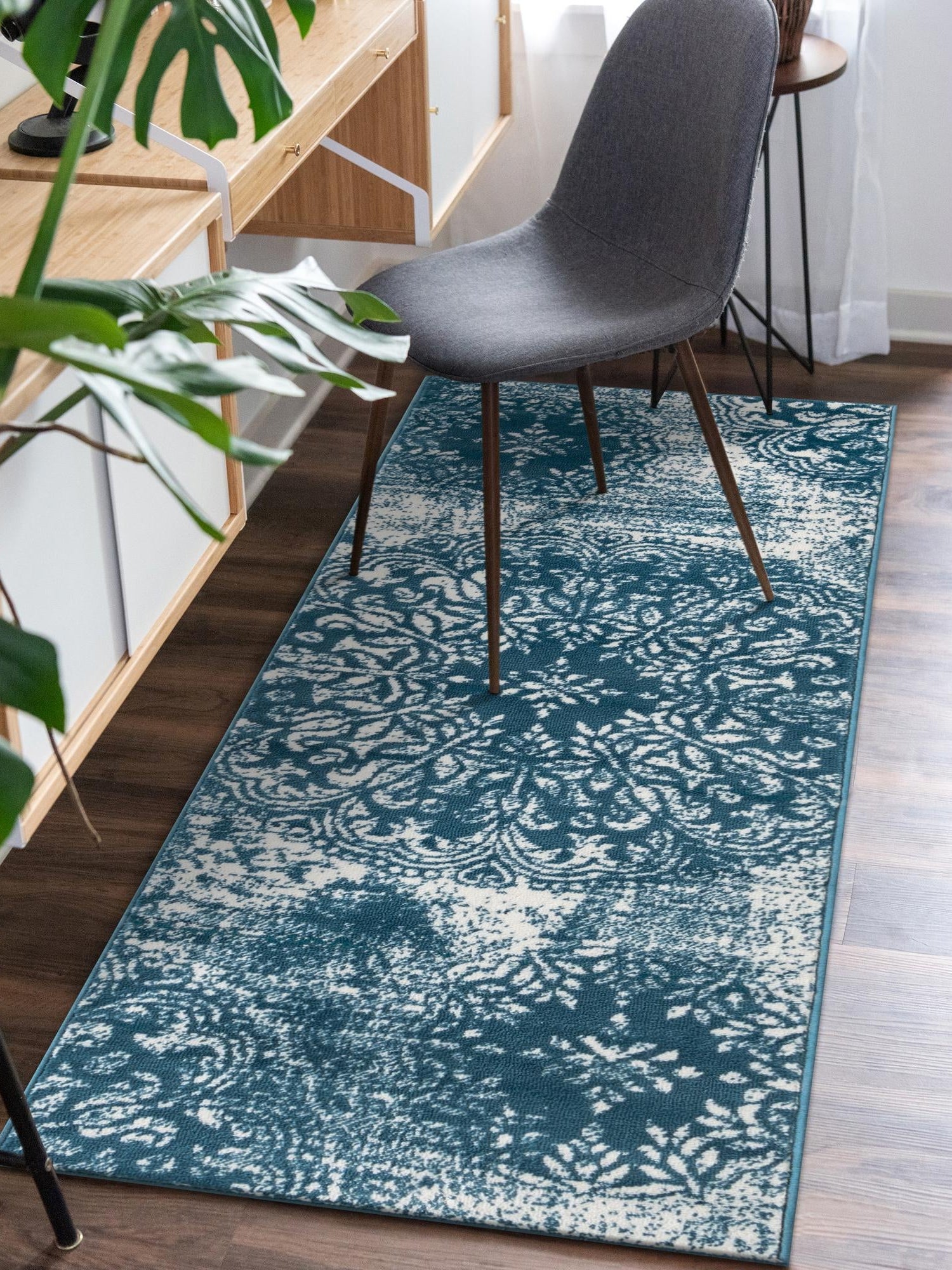 Blue 2' x 6' 7 Sofia Runner Area Rug Durable Easy Clean Stain Resistant Unique Carpet for Affordable Interior Home Design for Sale at Rug Engine