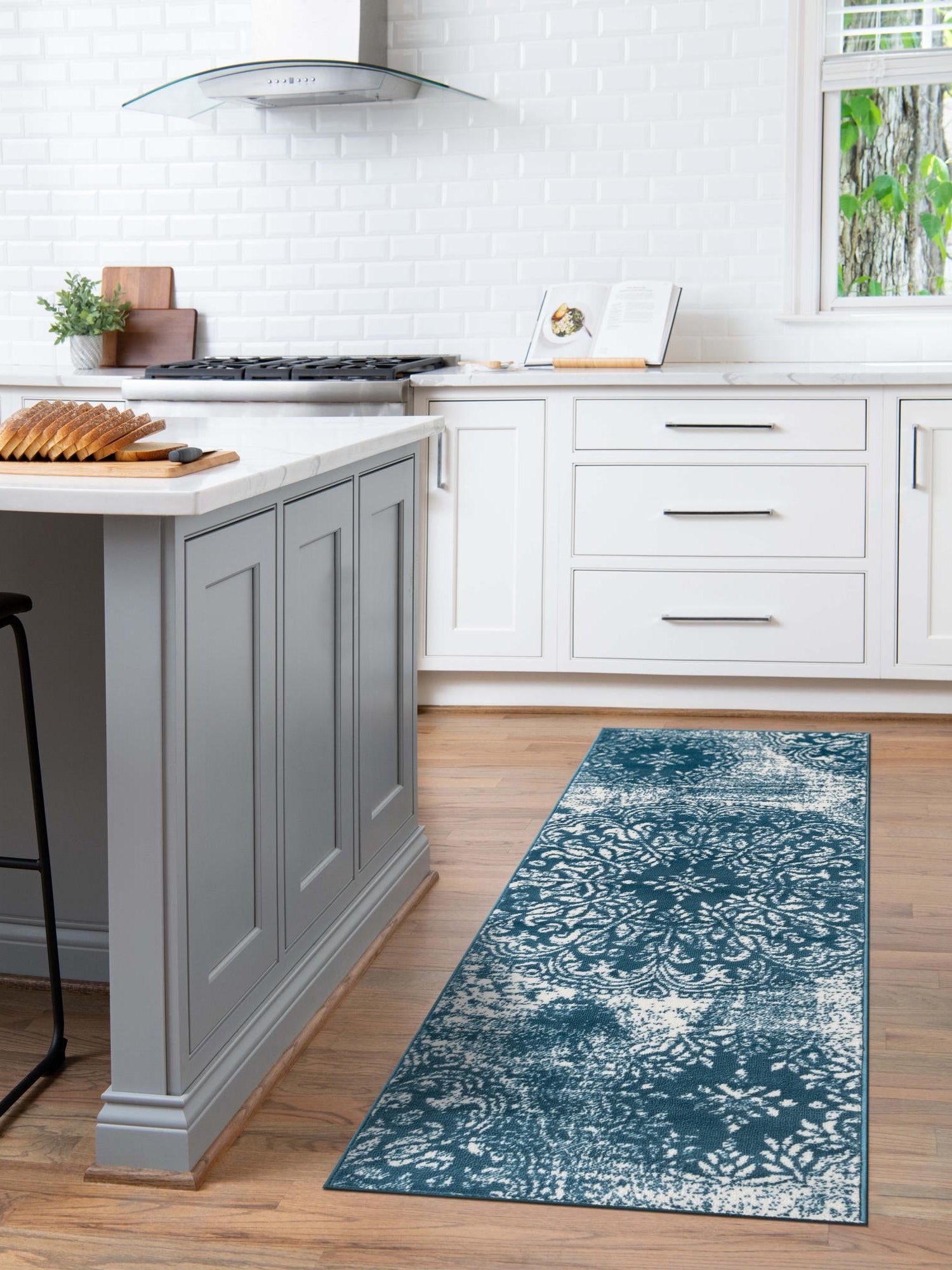 Blue 2' x 13' 1 Sofia Runner Area Rug Durable Easy Clean Stain Resistant Unique Carpet for Affordable Interior Home Design for Sale at Rug Engine