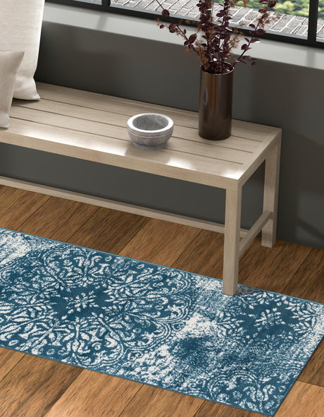 Blue 2' x 6' 7 Sofia Runner Area Rug Durable Easy Clean Stain Resistant Unique Carpet for Affordable Interior Home Design for Sale at Rug Engine