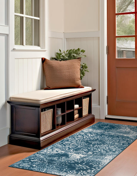 Blue 2' x 6' 7 Sofia Runner Area Rug Durable Easy Clean Stain Resistant Unique Carpet for Affordable Interior Home Design for Sale at Rug Engine