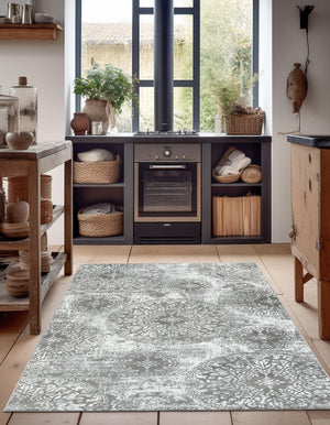 Gray 7' 1 x 10' Sofia Rectangle Area Rug Durable Easy Clean Stain Resistant Unique Carpet for Affordable Interior Home Design for Sale at Rug Engine