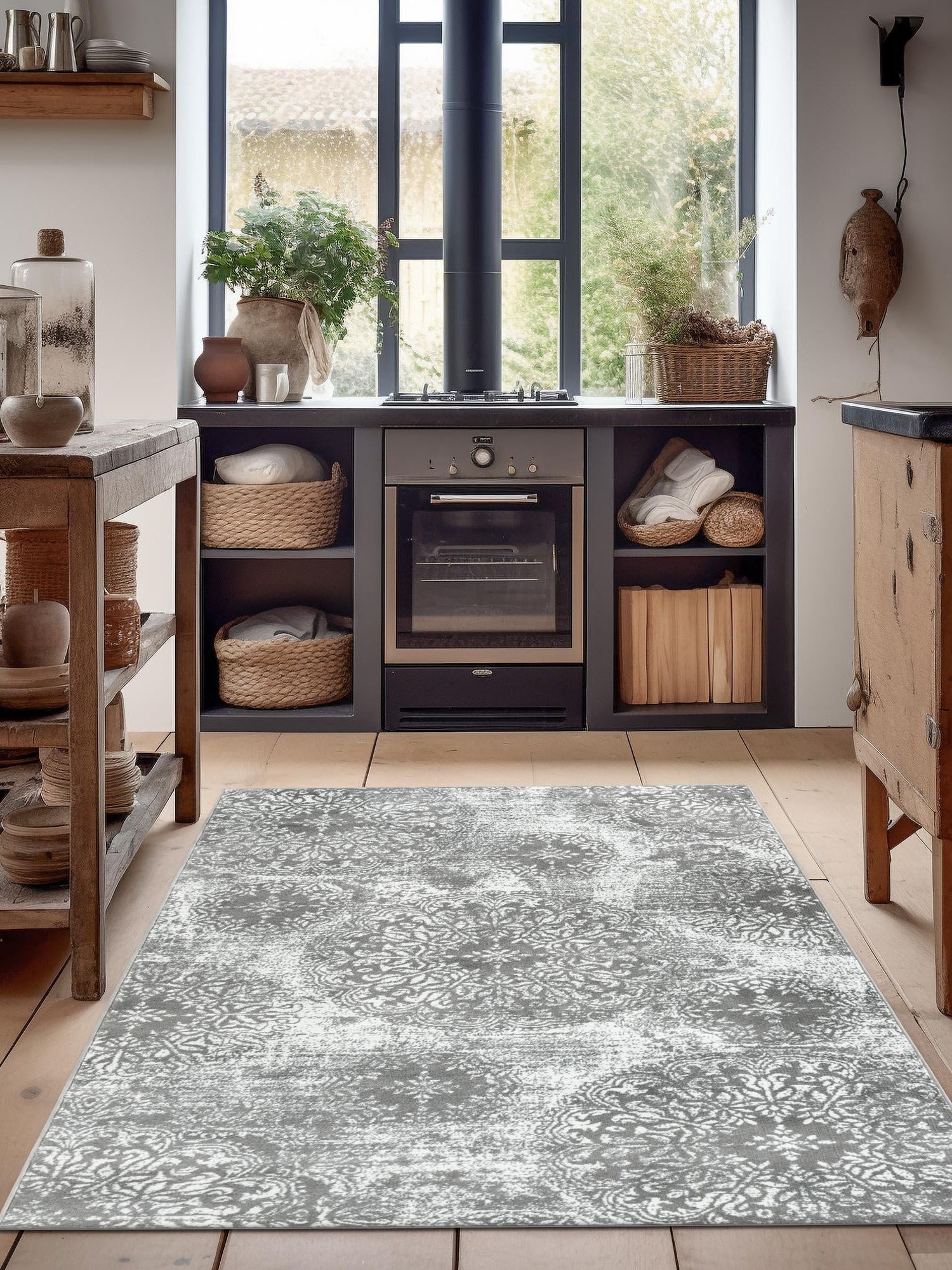 Gray 7' 10 x 11' Sofia Rectangle Area Rug Durable Easy Clean Stain Resistant Unique Carpet for Affordable Interior Home Design for Sale at Rug Engine