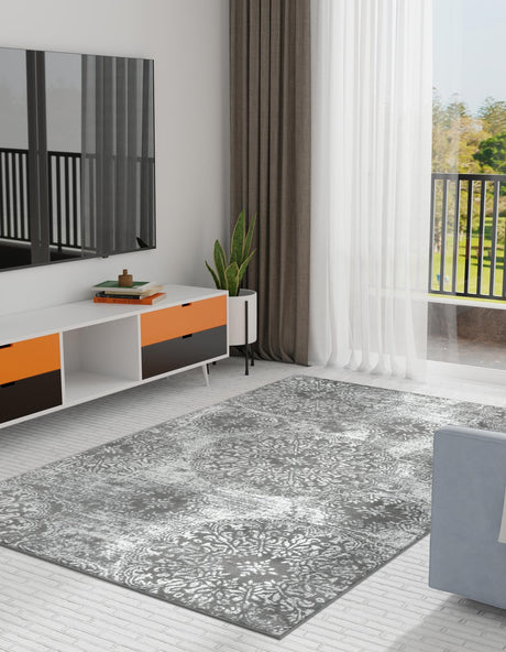 Gray 2' x 3' 1 Sofia Rectangle Area Rug Durable Easy Clean Stain Resistant Unique Carpet for Affordable Interior Home Design for Sale at Rug Engine