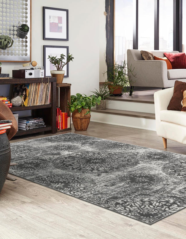 Gray 7' 1 x 10' Sofia Rectangle Area Rug Durable Easy Clean Stain Resistant Unique Carpet for Affordable Interior Home Design for Sale at Rug Engine