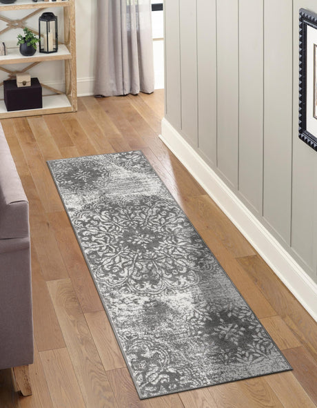 Gray 2' x 13' 1 Sofia Runner Area Rug Durable Easy Clean Stain Resistant Unique Carpet for Affordable Interior Home Design for Sale at Rug Engine