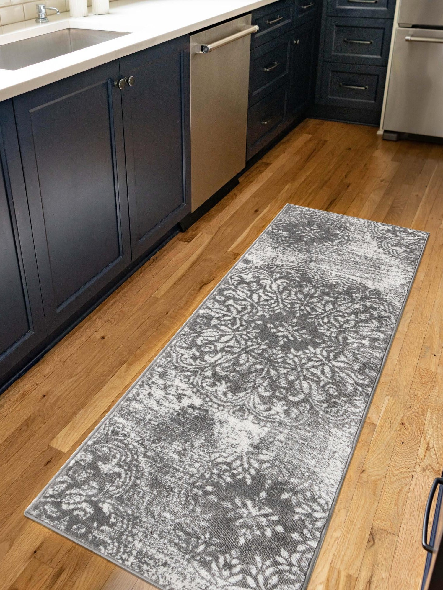 Gray 2' x 13' 1 Sofia Runner Area Rug Durable Easy Clean Stain Resistant Unique Carpet for Affordable Interior Home Design for Sale at Rug Engine