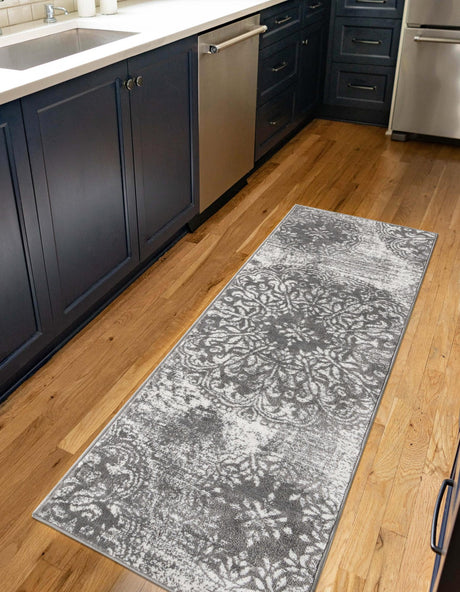 Gray 2' x 13' 1 Sofia Runner Area Rug Durable Easy Clean Stain Resistant Unique Carpet for Affordable Interior Home Design for Sale at Rug Engine