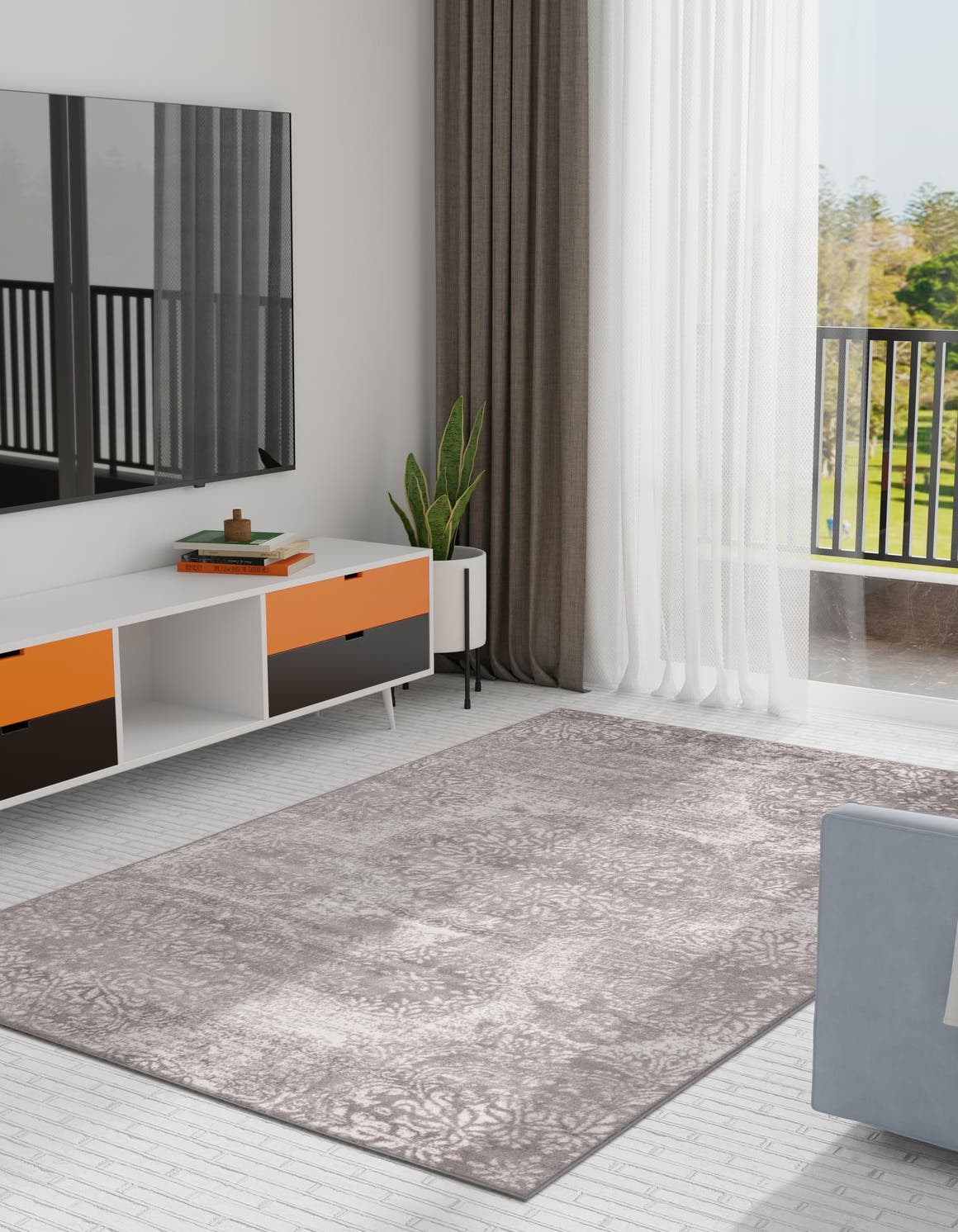 Light Gray 7' 10 x 10' Sofia Rectangle Area Rug Durable Easy Clean Stain Resistant Unique Carpet for Affordable Interior Home Design for Sale at Rug Engine