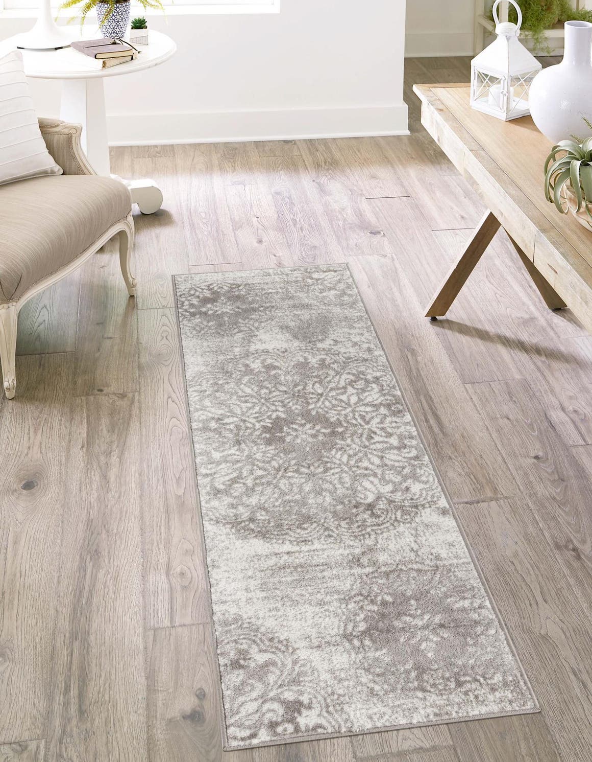 Light Gray 2' x 9' 10 Sofia Runner Area Rug Durable Easy Clean Stain Resistant Unique Carpet for Affordable Interior Home Design for Sale at Rug Engine