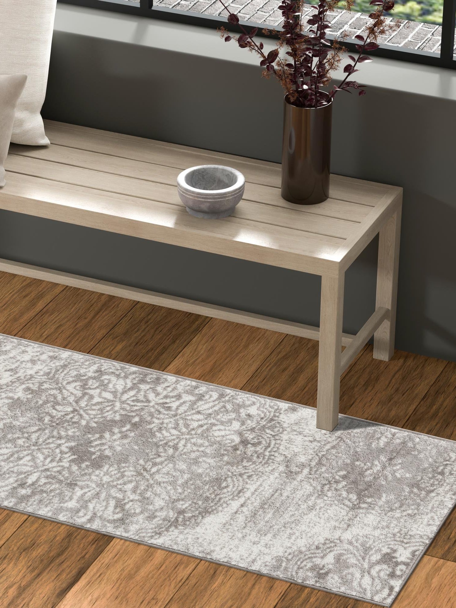 Light Gray 2' x 5' 1 Sofia Runner Area Rug Durable Easy Clean Stain Resistant Unique Carpet for Affordable Interior Home Design for Sale at Rug Engine