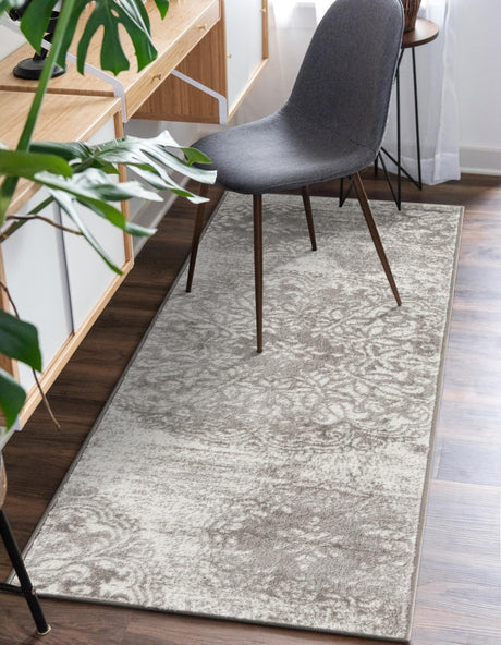 Light Gray 2' 7 x 12' Sofia Runner Area Rug Durable Easy Clean Stain Resistant Unique Carpet for Affordable Interior Home Design for Sale at Rug Engine