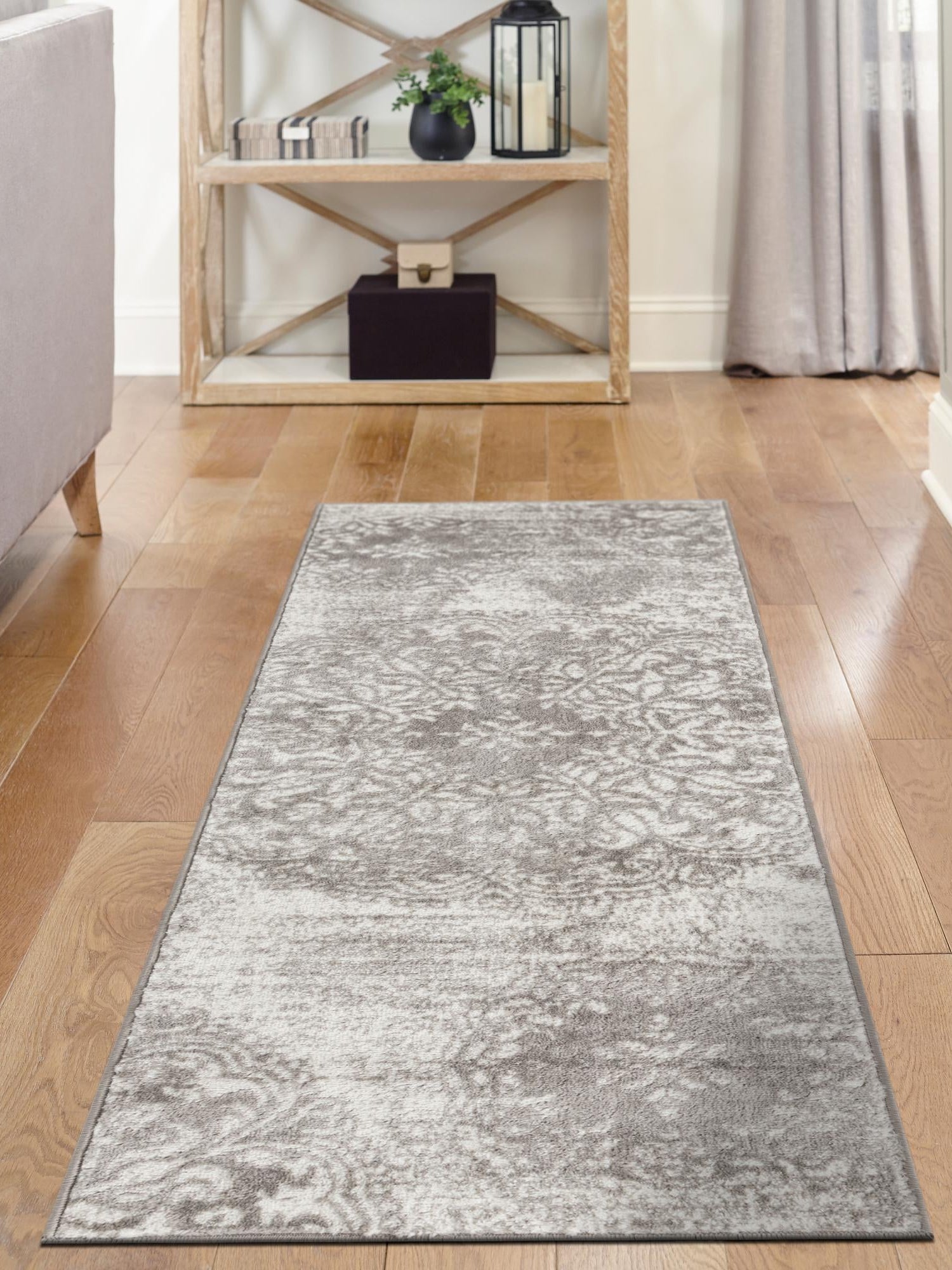 Light Gray 2' x 6' 7 Sofia Runner Area Rug Durable Easy Clean Stain Resistant Unique Carpet for Affordable Interior Home Design for Sale at Rug Engine