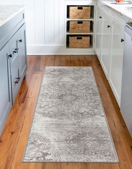 Light Gray 2' x 8' Sofia Runner Area Rug Durable Easy Clean Stain Resistant Unique Carpet for Affordable Interior Home Design for Sale at Rug Engine