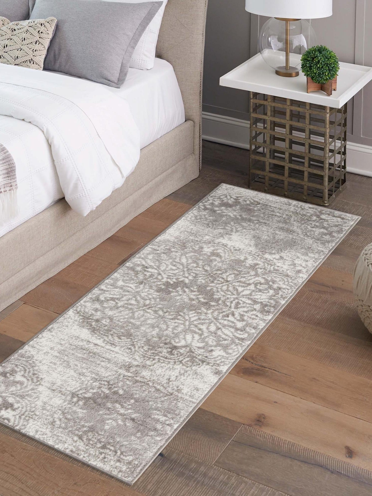 Light Gray 2' x 4' 1 Sofia Runner Area Rug Durable Easy Clean Stain Resistant Unique Carpet for Affordable Interior Home Design for Sale at Rug Engine