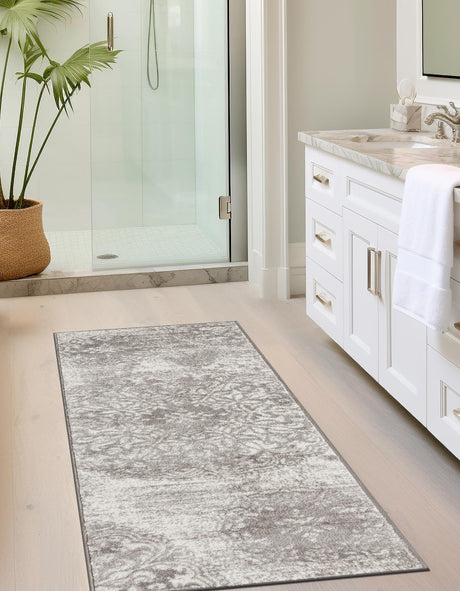 Light Gray 2' x 13' 1 Sofia Runner Area Rug Durable Easy Clean Stain Resistant Unique Carpet for Affordable Interior Home Design for Sale at Rug Engine