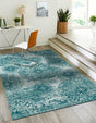 Turquoise 7' 10 x 11' Sofia Rectangle Area Rug Durable Easy Clean Stain Resistant Unique Carpet for Affordable Interior Home Design for Sale at Rug Engine