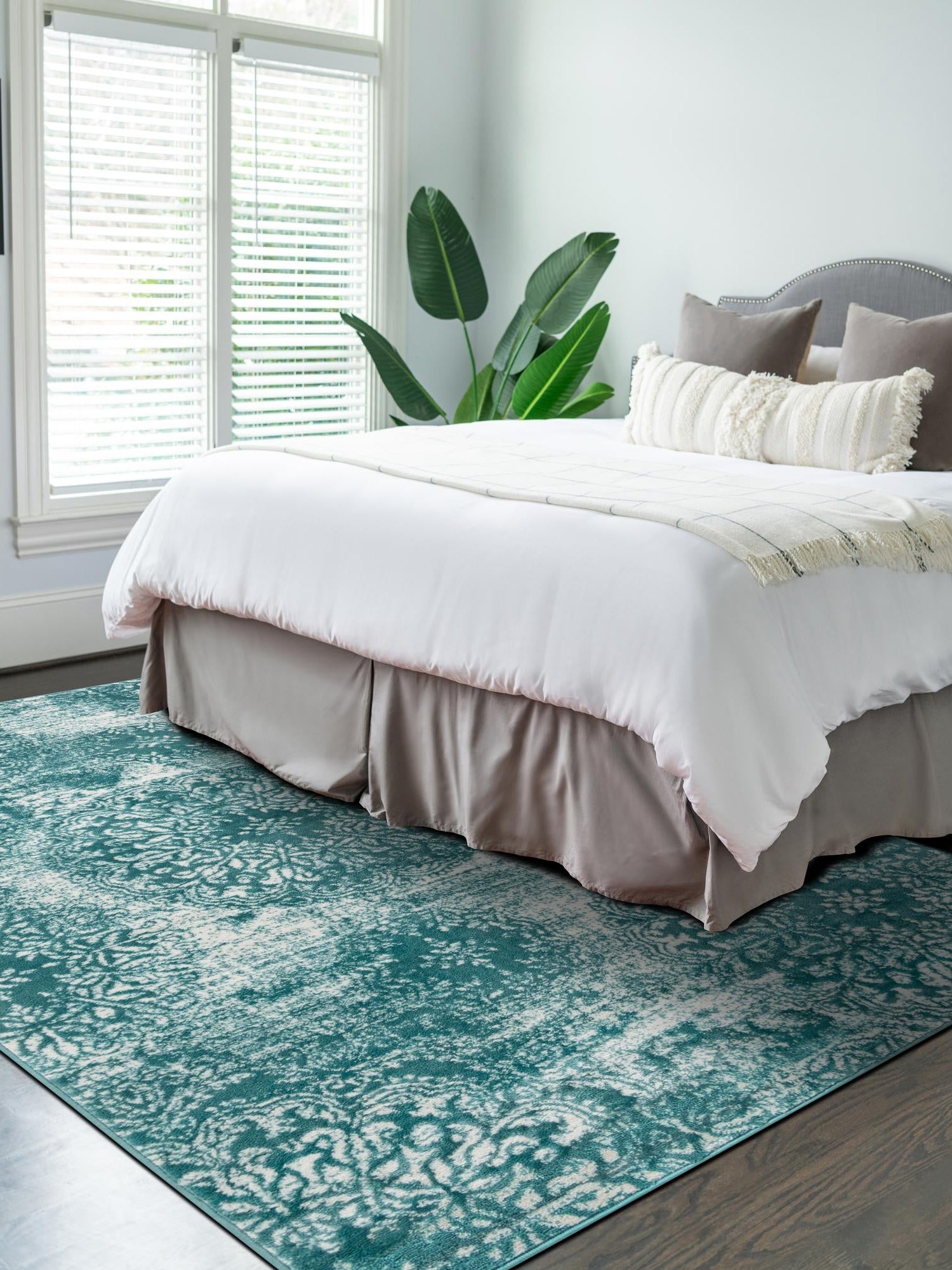 Turquoise 7' 1 x 10' Sofia Rectangle Area Rug Durable Easy Clean Stain Resistant Unique Carpet for Affordable Interior Home Design for Sale at Rug Engine