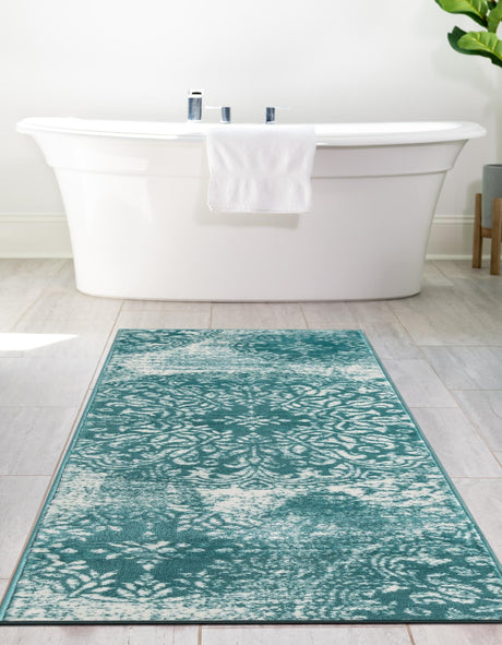 Turquoise 3' 3 x 19' 8 Sofia Runner Area Rug Durable Easy Clean Stain Resistant Unique Carpet for Affordable Interior Home Design for Sale at Rug Engine