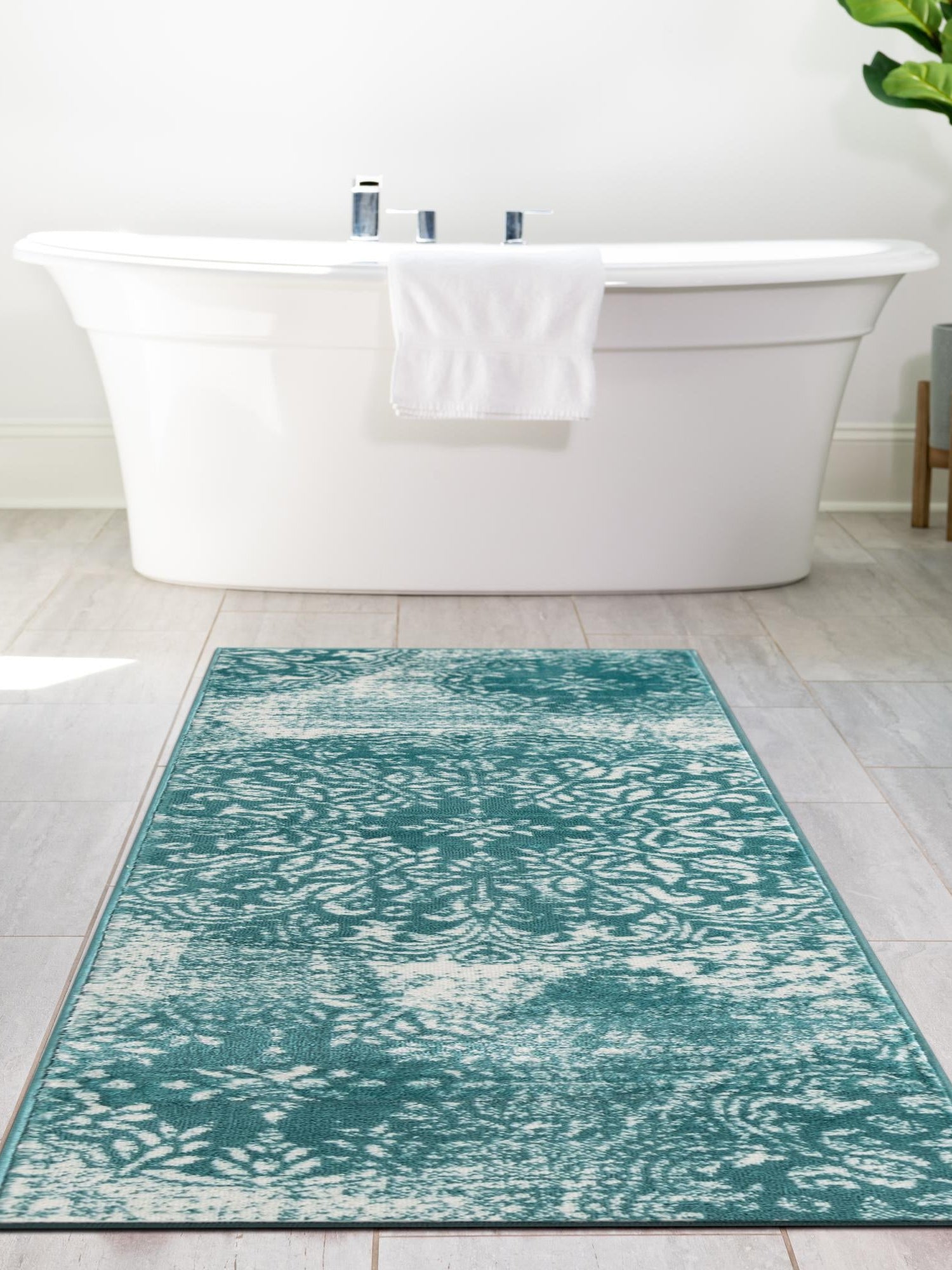 Turquoise 2' x 9' 10 Sofia Runner Area Rug Durable Easy Clean Stain Resistant Unique Carpet for Affordable Interior Home Design for Sale at Rug Engine