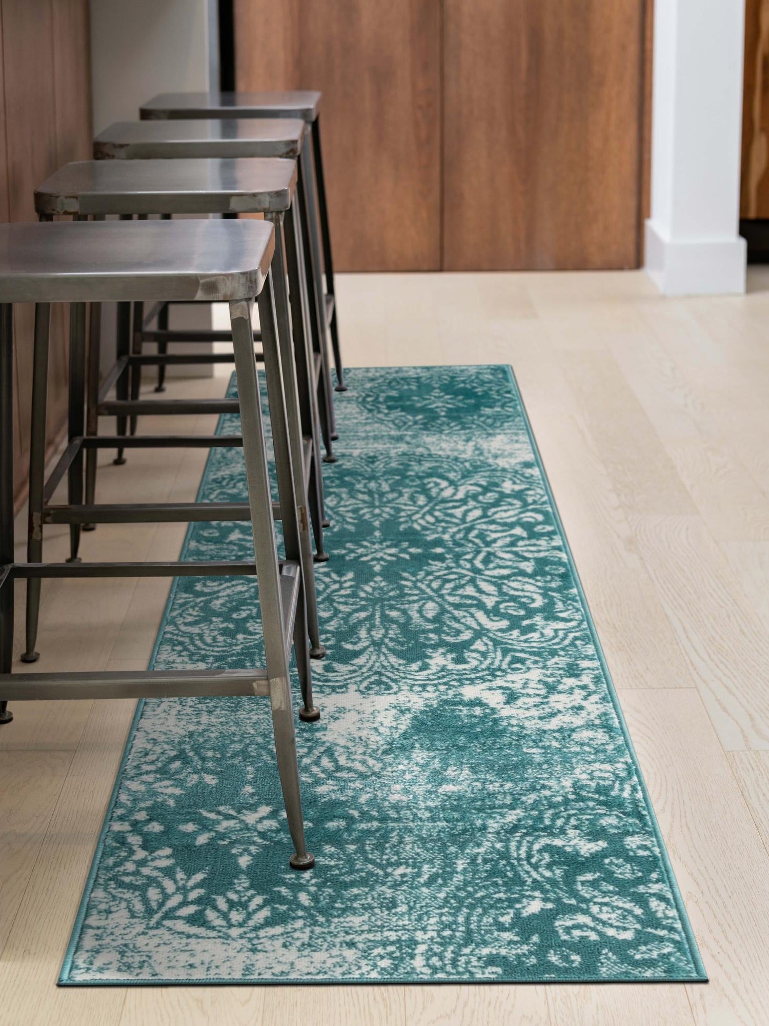 Turquoise 3' 3 x 16' 5 Sofia Runner Area Rug Durable Easy Clean Stain Resistant Unique Carpet for Affordable Interior Home Design for Sale at Rug Engine