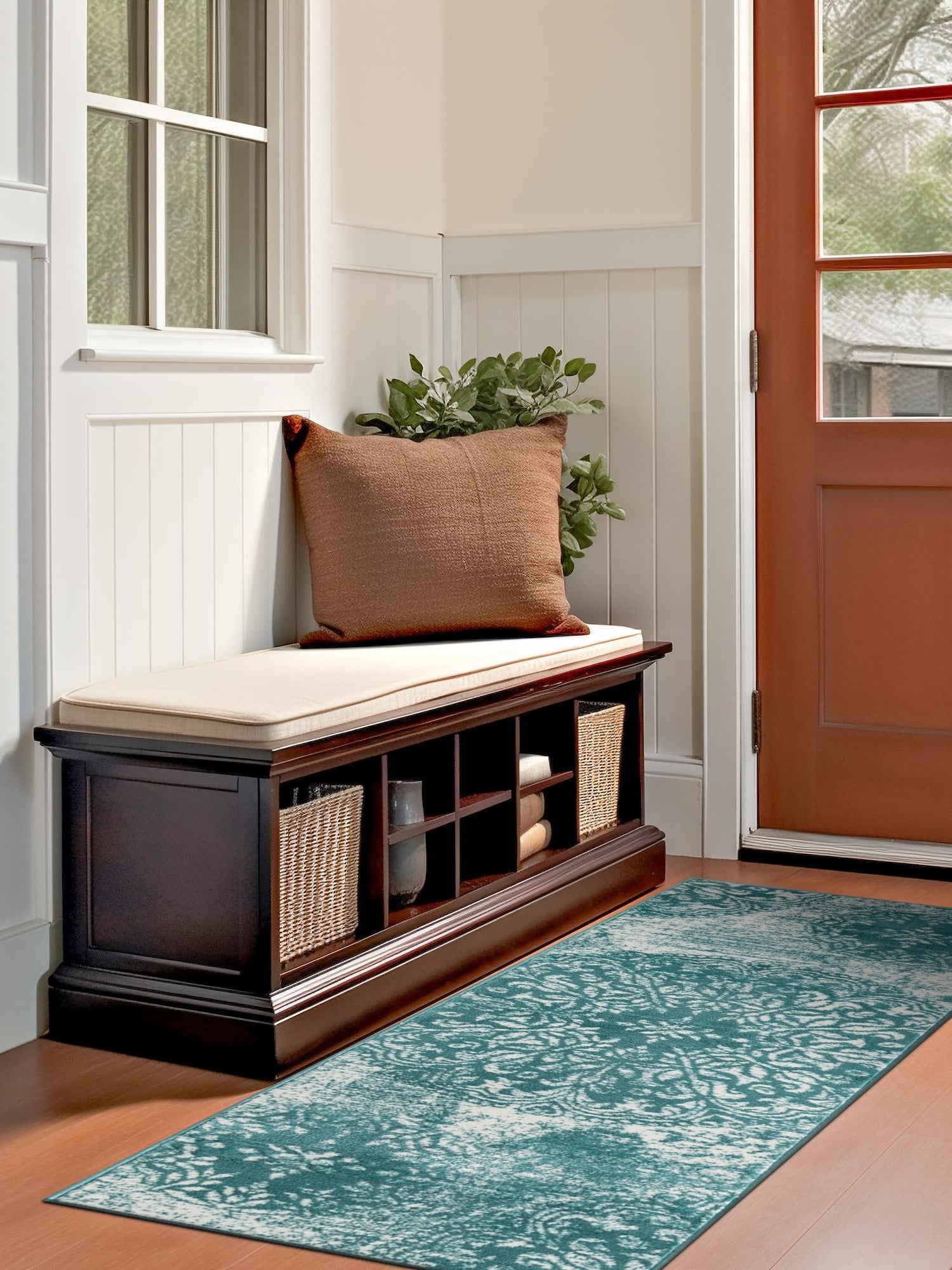 Turquoise 3' 3 x 19' 8 Sofia Runner Area Rug Durable Easy Clean Stain Resistant Unique Carpet for Affordable Interior Home Design for Sale at Rug Engine
