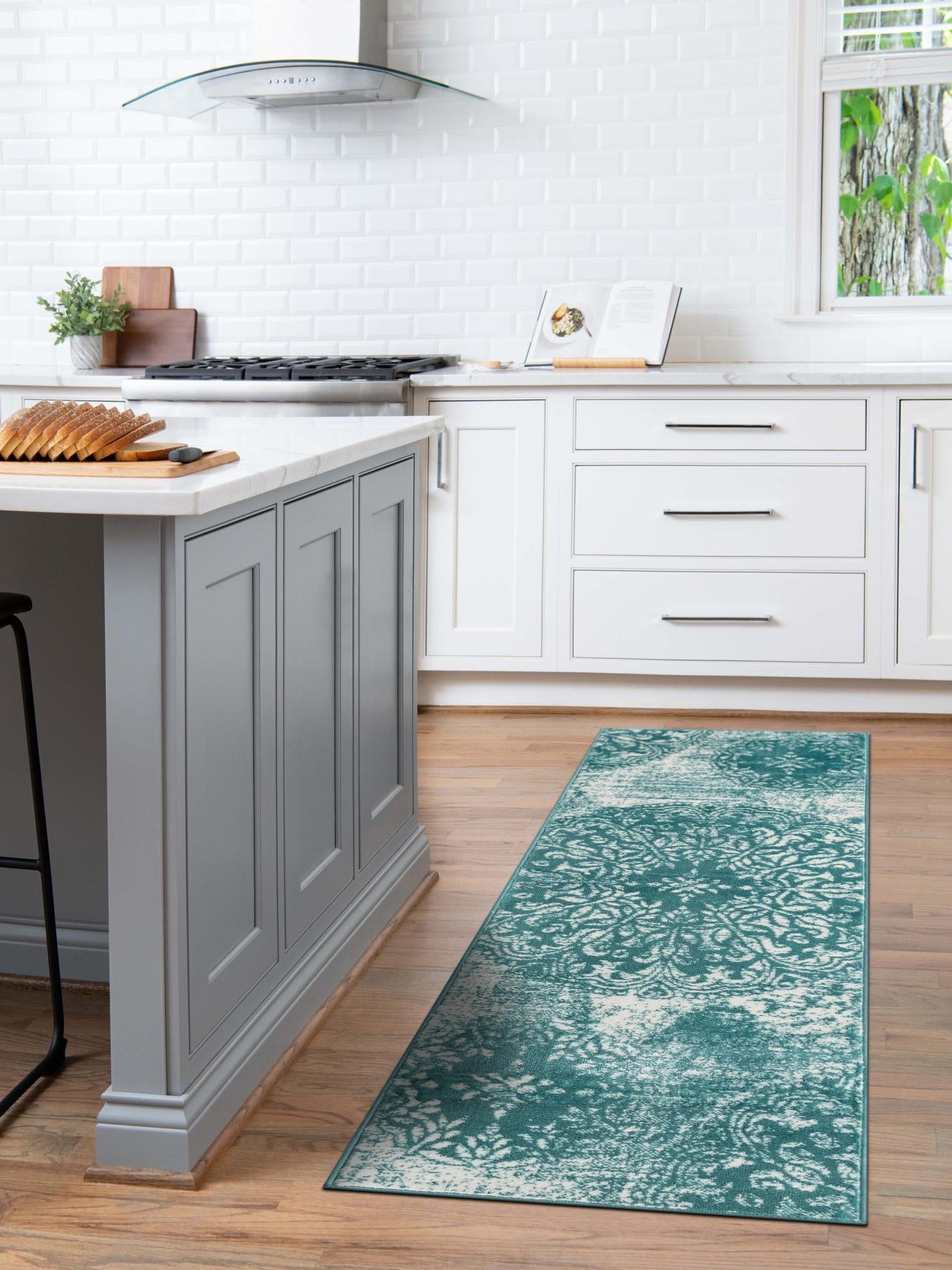 Turquoise 2' x 6' 7 Sofia Runner Area Rug Durable Easy Clean Stain Resistant Unique Carpet for Affordable Interior Home Design for Sale at Rug Engine