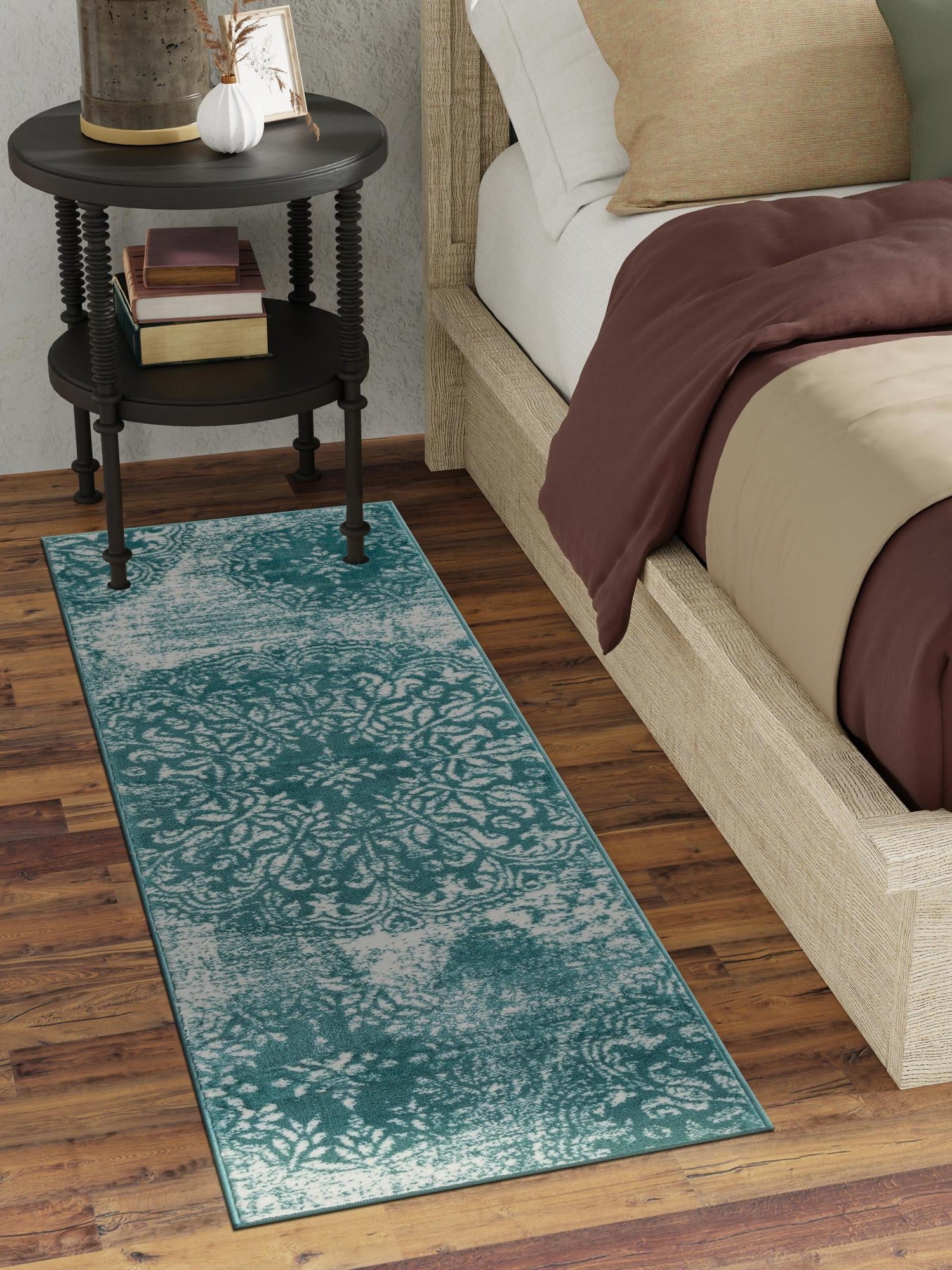 Turquoise 2' x 6' 7 Sofia Runner Area Rug Durable Easy Clean Stain Resistant Unique Carpet for Affordable Interior Home Design for Sale at Rug Engine