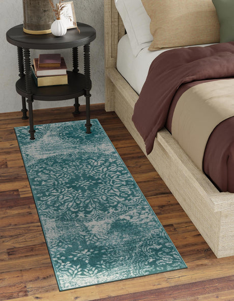 Turquoise 2' x 9' 10 Sofia Runner Area Rug Durable Easy Clean Stain Resistant Unique Carpet for Affordable Interior Home Design for Sale at Rug Engine