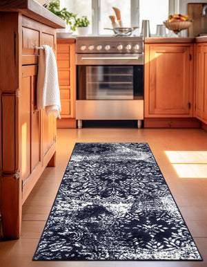 Navy Blue 3' 3 x 16' 5 Sofia Runner Rug