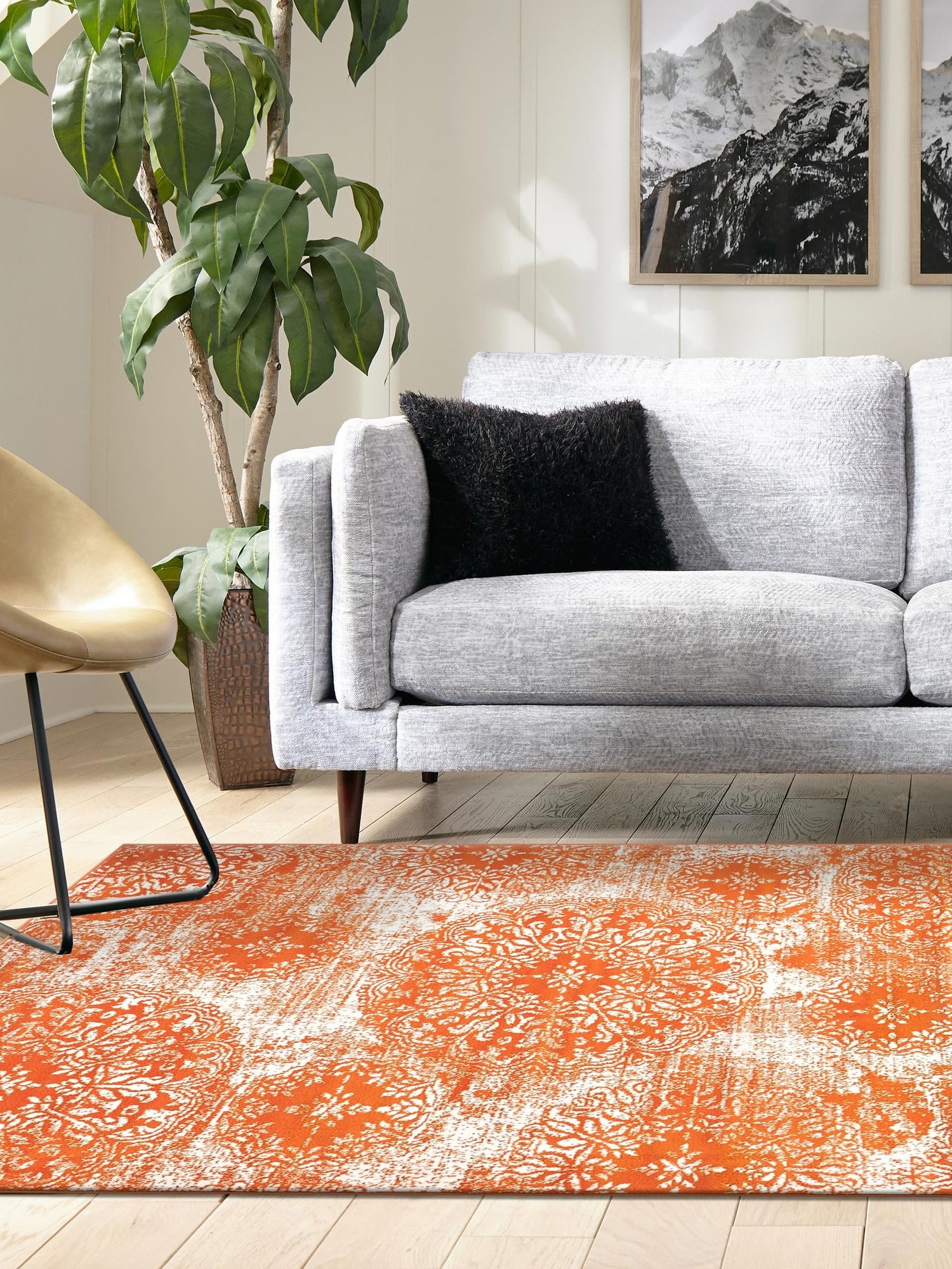 Orange 3' 1 x 5' 3 Sofia Rectangle Area Rug Durable Easy Clean Stain Resistant Unique Carpet for Affordable Interior Home Design for Sale at Rug Engine