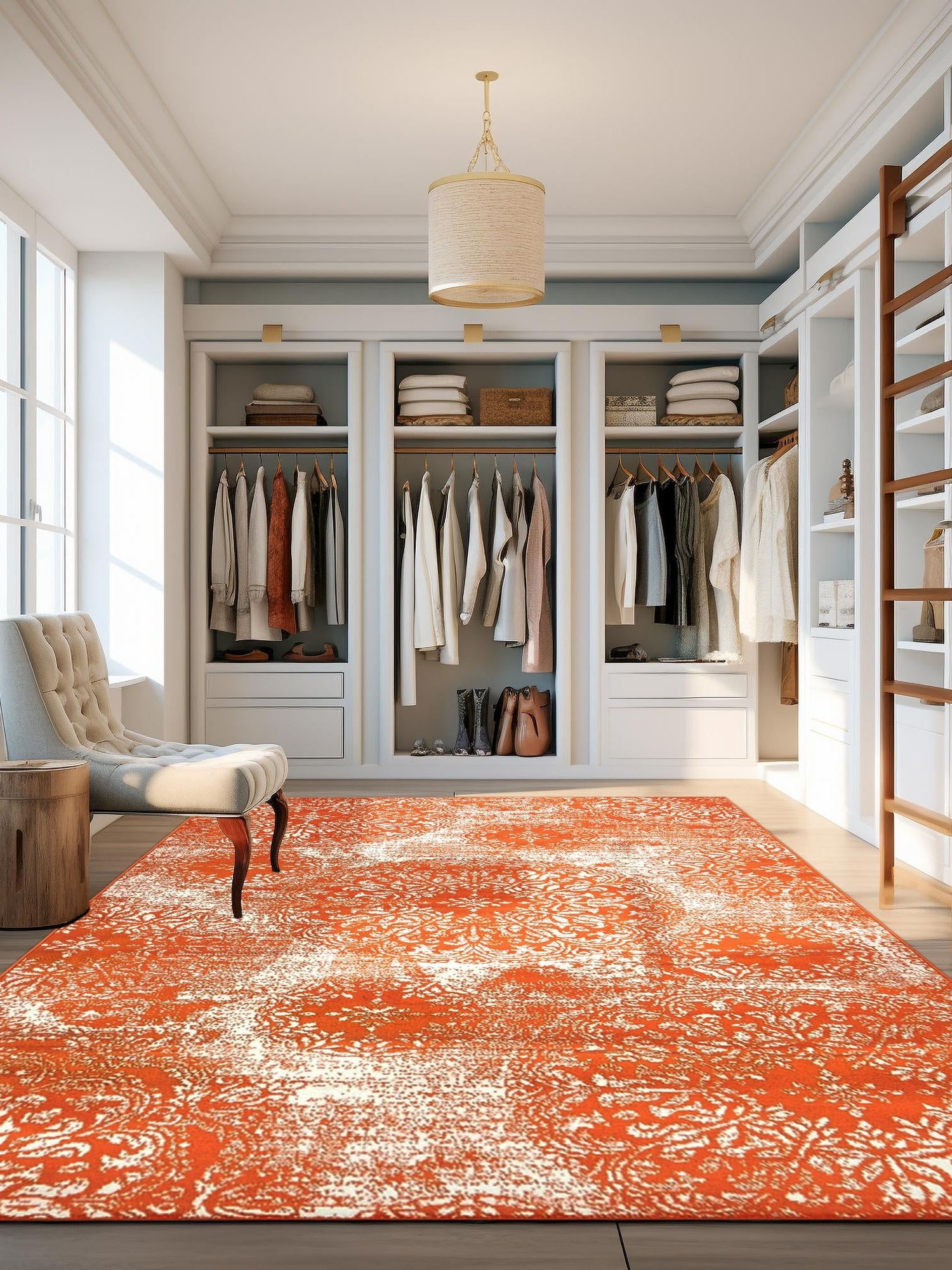 Orange 3' 1 x 5' 3 Sofia Rectangle Area Rug Durable Easy Clean Stain Resistant Unique Carpet for Affordable Interior Home Design for Sale at Rug Engine