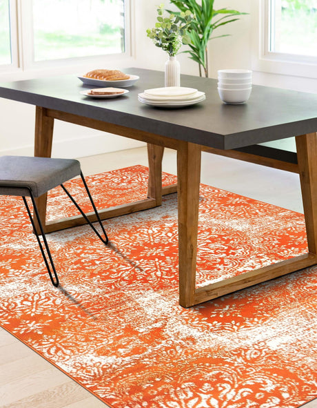 Orange 4' 1 x 6' 1 Sofia Rectangle Area Rug Durable Easy Clean Stain Resistant Unique Carpet for Affordable Interior Home Design for Sale at Rug Engine