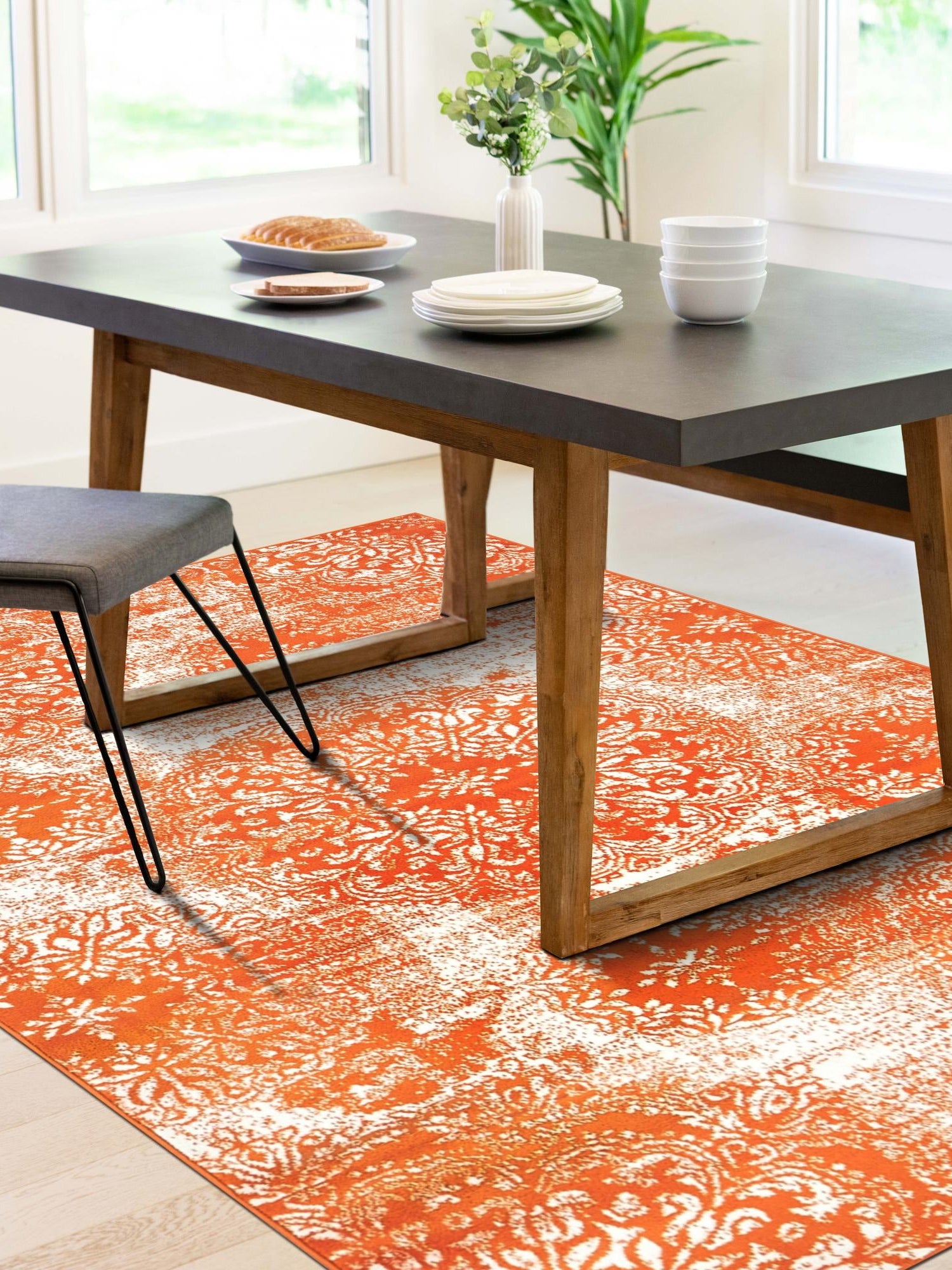 Orange 9' x 12' Sofia Rectangle Area Rug Durable Easy Clean Stain Resistant Unique Carpet for Affordable Interior Home Design for Sale at Rug Engine