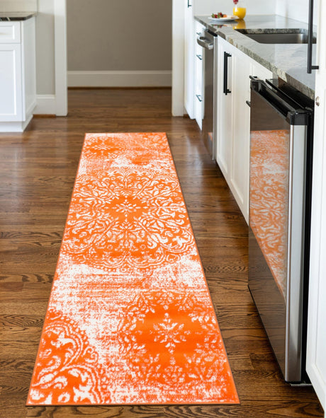 Orange 2' x 9' 10 Sofia Runner Area Rug Durable Easy Clean Stain Resistant Unique Carpet for Affordable Interior Home Design for Sale at Rug Engine