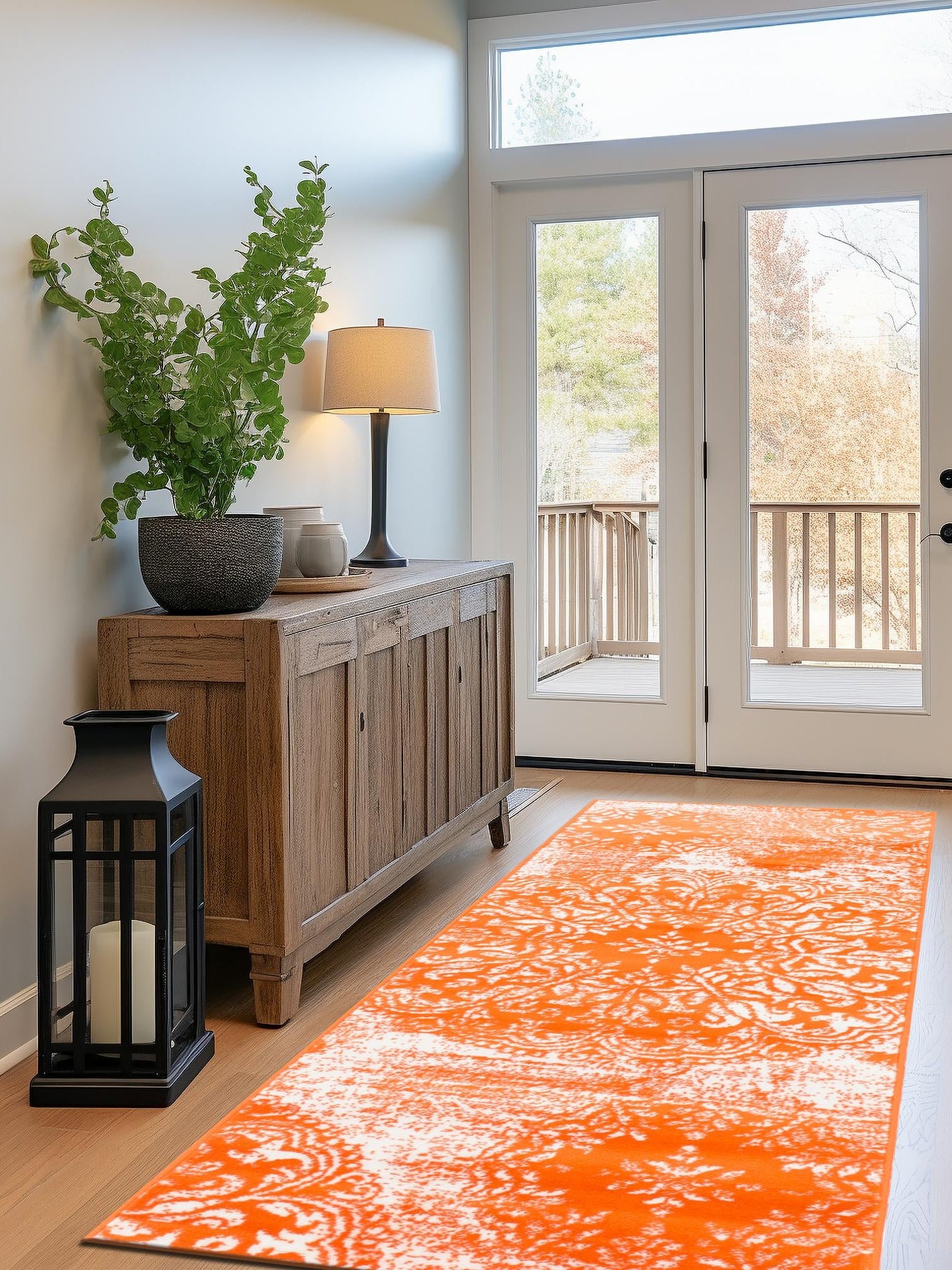 Orange 3' 3 x 19' 8 Sofia Runner Area Rug Durable Easy Clean Stain Resistant Unique Carpet for Affordable Interior Home Design for Sale at Rug Engine