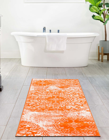 Orange 2' x 6' 7 Sofia Runner Area Rug Durable Easy Clean Stain Resistant Unique Carpet for Affordable Interior Home Design for Sale at Rug Engine
